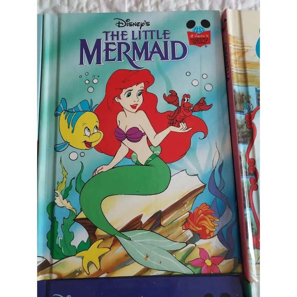 Wonderful World Of Reading Disney Lot Of 10 Books Bambi Aladdin Pinocchio Mermid